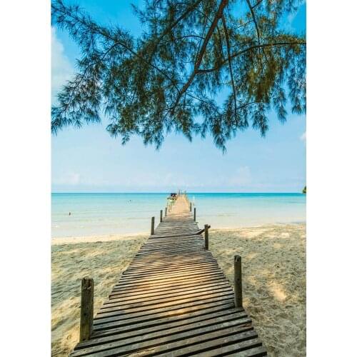 Trees Beach Long Corridor Vinyl Photographic Backgrounds Backdrops Photocall for Wedding Baby Children Photo Studio Photophone