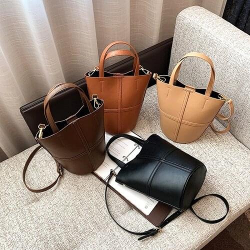 Cheap bags handbags small fashion large capacity solid color bucket shoulder bag