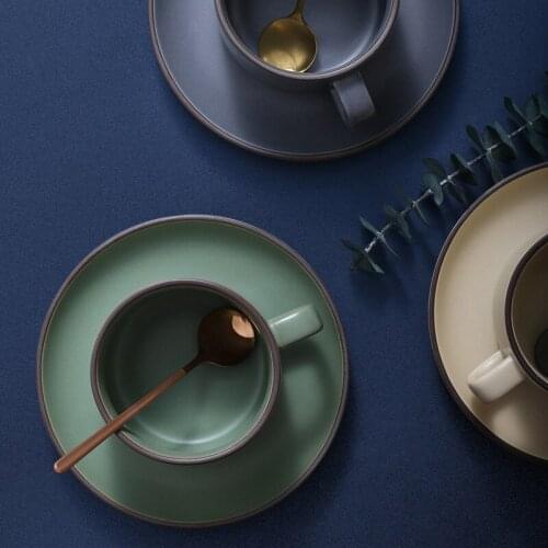 3pcs Nordic Espresso Coffee Cup with Tray Spoon,250ml,Ceramic Coffee Cup,Water Cup,Mug,Milk Cup