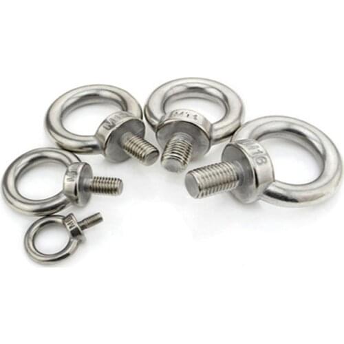 5/2/1Pcs M5 M6 M8 M10 M12 M14 DIN580 304 Stainless Steel Marine Lifting Eye Screws Ring Loop Hole for Cable Rope Eye bolt