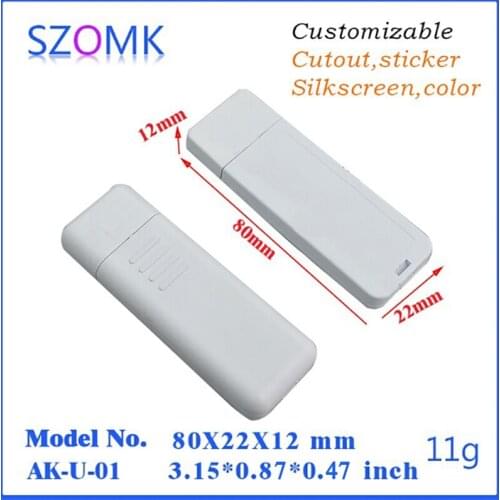 Diy case electronics mini usb outlet enclosure (10 pcs) 80*22*12mm plastic enclosure box for pcb, usb stick outlet enclosure