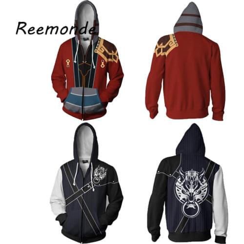 Japanese Game Final Fantasy Sephiroth Costume 3D Print Costume Hoodies Sweatshirt For Men Male Fashion Cool Jacket Zipper Coats