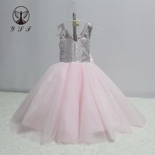 Cute Two Colors V Neck Criss Cross Back Sleeveless Ball Gown Floor Length Tutu Little Girl Pageant Dresses