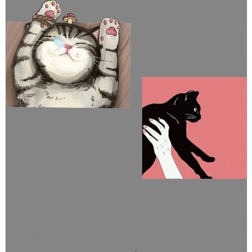 Cute Animal Stickers On Clothes Stickers Cat Sleep Heat Transfer Patches For Clothing DIY T-shirt Stripes Thermal Appliques