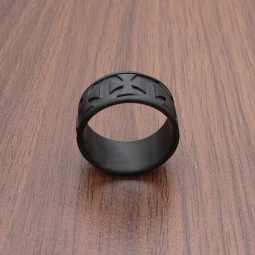 Free Shipping Gothic German Army Iron Matte Black Plated Cross Ring Jewelry Men Vintage Stainless Steel Rings