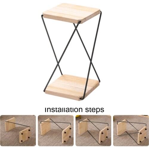 Floor Type 2-layer Storage Rack Wooden Shelf Non-Foldable Multifunctional Plant Flower Display Stand Plant Stand
