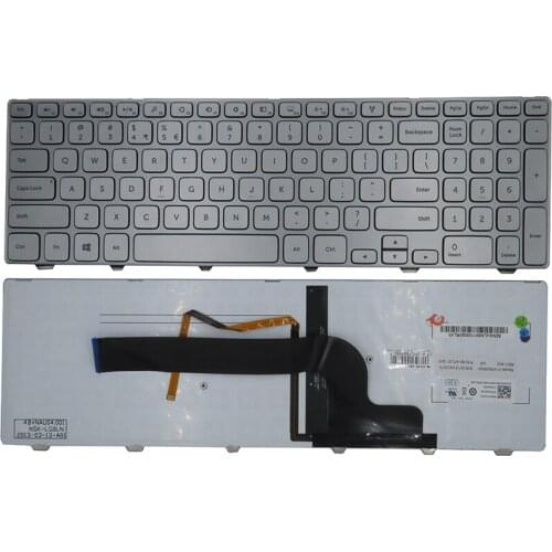 NEW US Laptop Keyboard English for Dell Inspiron 15 7537 7000 P36F Keyboard with backlight silver 15-7000 Series