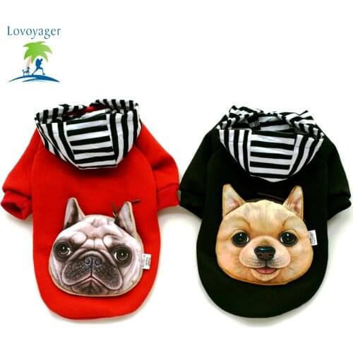 2017 New Dog Style Coin Pocket Warm Dog Hoodie Clothes Cotton Soft Comfortable Pet Jacket Clothes with Striped Hat for small dog