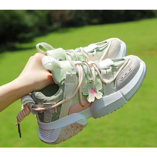 New summer cherry blossom fashion sports women casual shoes increase thick-soled old shoes ladies running shoes Y