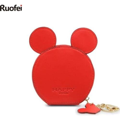 New design Mickey head wallets women wallets small cute cartoon kawaii card holder key chain money bags for girls ladie 2018