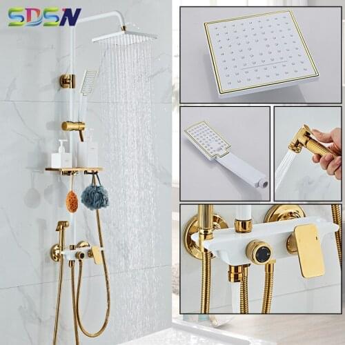 Wholesale and Retail Sdsn Bathroom Shower Faucet Rainfall Bathing Shower Faucet Hot and Cold Bathtub Mixer Inwall Mounted Tap