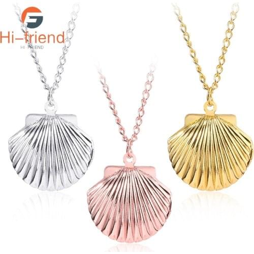 Fashion Trend Creativity Necklace 3 Colors Metal Shell Pendant Mermaid Shell Necklace for Women Girl Gift Jewelry