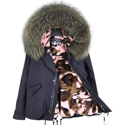 MAOMAOKONG big fur collar raccoon fur coat, warm and thick winter jacket