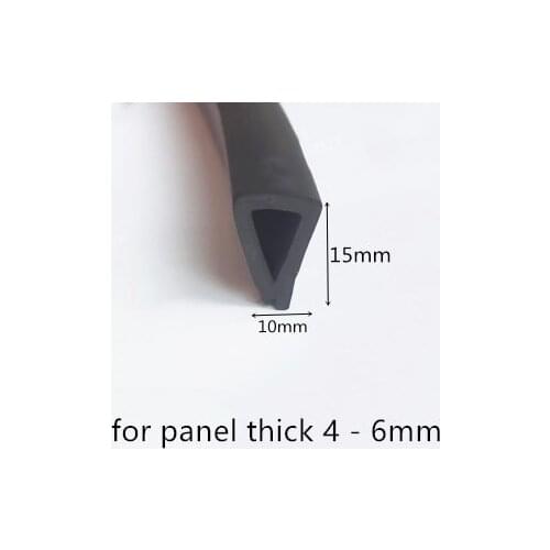 Rubber Sealing U Strip 15x10x15mm for 4 - 6mm thick Glass Metal Car Wood Panel Board Edge Encloser Shield Black