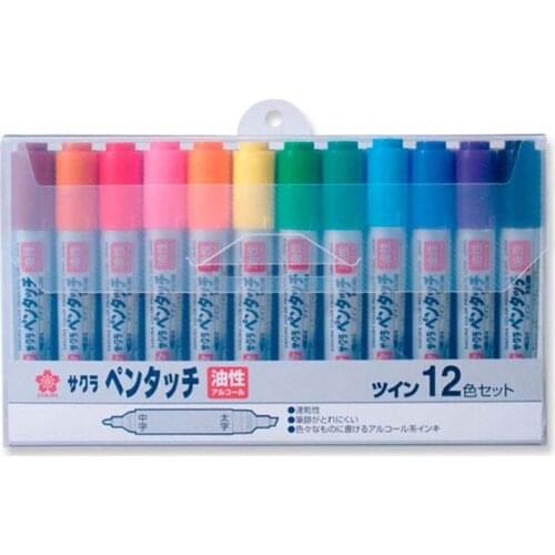 Sakura 12 color double headed oil marker, art painting, hook line, color Mark pen