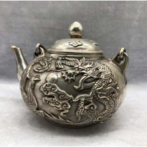 Collect China Fine Workmanship Cupronickel Sculpture Dragon And Phoenix Kettle Metal Crafts Home Decoration