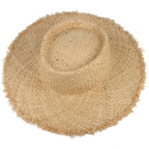 GEMVIE 2021 New Fashion Spring Summer Raffia Straw Sun Visor Hats For Women Lady Fashion Handmade Cap Wide Brim Panama Beach Hat