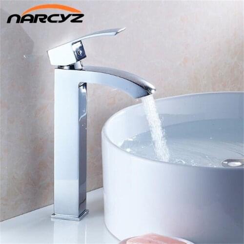 Basin Faucets Solid Brass Chrome Modern Bathroom Sink Faucet Single Handle Washbasin Hot Cold Mixer Water Tap Torneira XT518