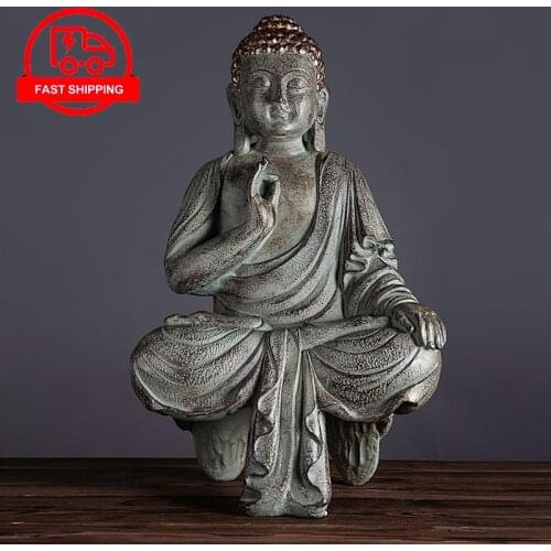 Modern Resin Buddha Statue Figurine Handmade Outdoor Garden Buddhism Sculpture Ornament Zen Figurines Home Decoration Accessorie