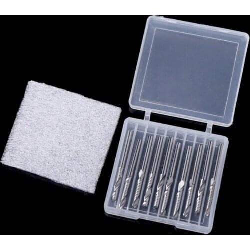 10 Pcs 1/8" Single Flute Carbide Spiral Flat Nose End Mill CNC Router Bits 17mm CEL