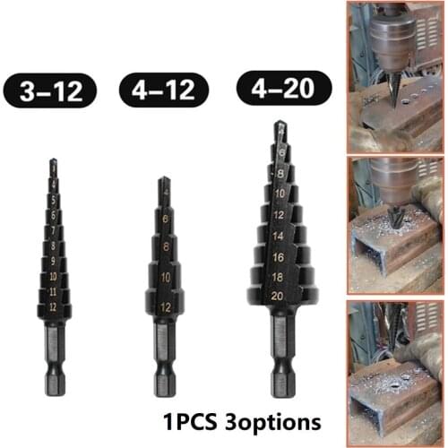 3-12 4-12 4-20mm Straight Groove Step Drill Bit HSS Titanium Coated Hole Cutter Metal Hole Cutter Cone Drill Drilling Power Tool