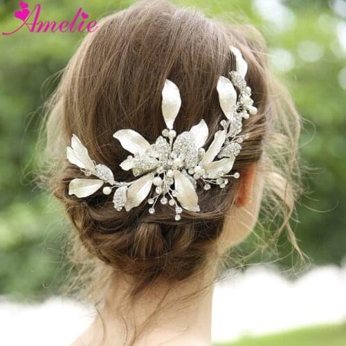 Wedding Barrette Leaf Headpieces Boho Bridal Hair Clip Delicate Rhinestone Headband