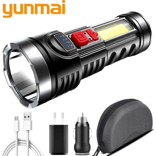 Ultra-Bright Fashlight Portable Powerful Light COB Side Light Floodlight USB Rechargeable Battery Searchlight Household Light