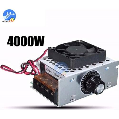 4000W 220V AC SCR Voltage Regulator Electric Motor Speed Controller With Fan Thermostat Dimmer Aluminum Shell High Quality