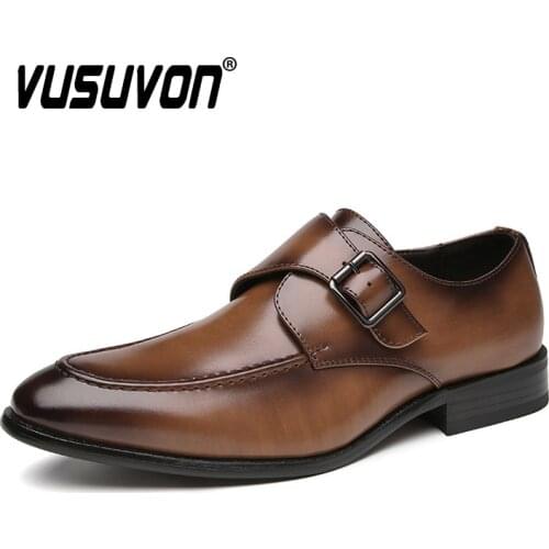 New Business Pointed Shoes Men Luxury Designer Formal Leather Shoes Buckle Mens Dress Loafers Festival Gift Party Wedding Shoes