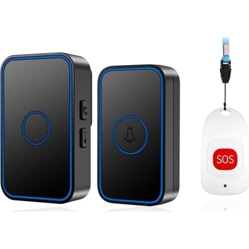 CACAZI Intelligent Home Wireless Pager Doorbell 300m Range Old Man Emergency Alarm Chime Waterproof SOS Button US EU UK Plug