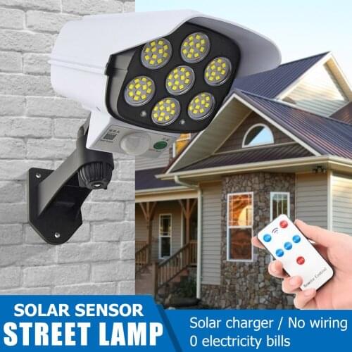 3 Modes 77 LED Solar Wall Lamp PIR Motion Sensor Solar Light Remote Control Waterproof Street Light Garden Yard Path Lighting