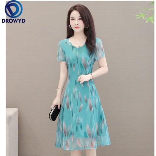 Fashion Green V-neck Short-sleeve Midi Dress 2021 Summer Women Loose Casual Print Beach Sundress Party Vintage Dresses Vestidos