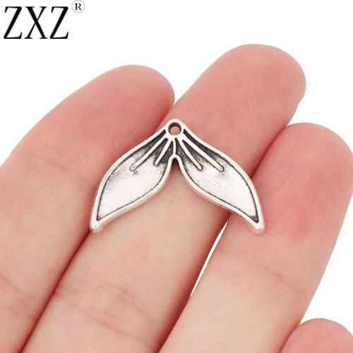 ZXZ 20pcs Tibetan Silver Mermaid Tail Charms Pendants Beads for Jewelry Making Findings 27x18mm