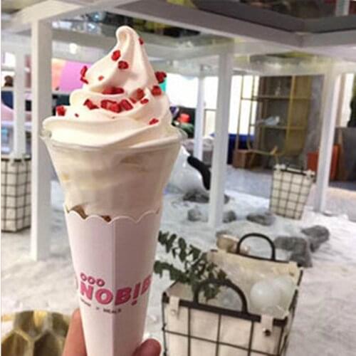 100pcs Net red ice cream dessert cup brithday party favors creative 200ml small cake pastry clear plastic cups with paper tube