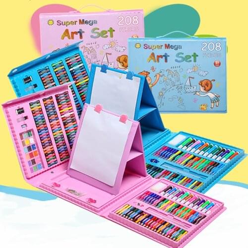 208 Pcs Painting Drawing Set Crayon Colored Pencils Watercolors Pens For Kids Children Student Artist Art Set Paint Brushes
