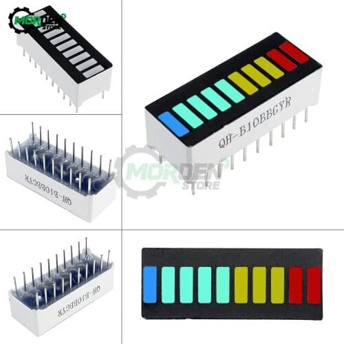 5V 10 Segment 4 Color LED Light Battery Level Bar Graph Power Display Indicator Module Red Yellow Green Blue