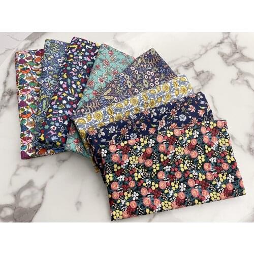 8pcs 50x40cm Dark Color Dense Floral Flower Printed Cotton Fabric DIY Patchwork Cloth Bundle For Quilting Sewing Home Textile