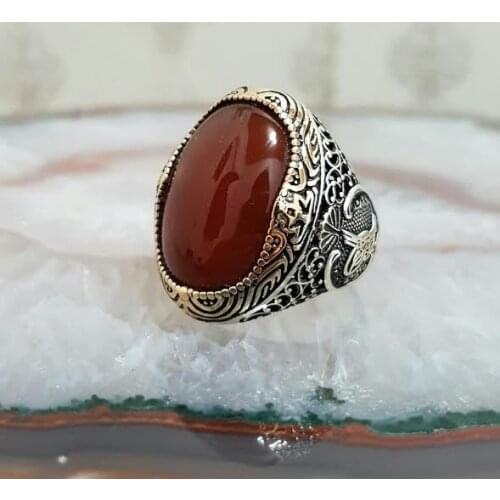 925 sterling Silver Agate Stone Men 'S Ring