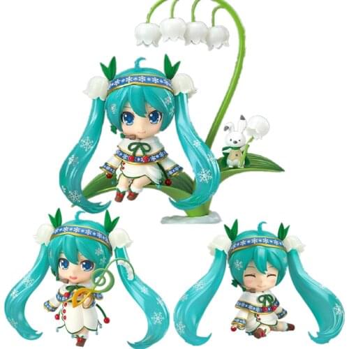 Anime Q Version Hatsune Miku 493# Lotus Leaf Figures Toys Girls PVC Kawaii Figure Model Toys Girl Birthday