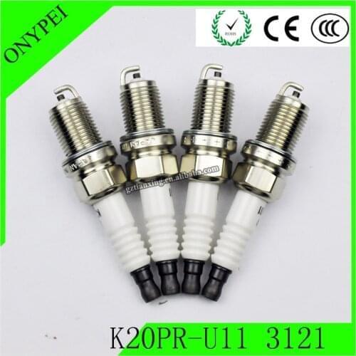 4 PCS/LOT K20PR-U11 3121 Car Spark Plug For Cerato Excell Tianyu Junjie C R V Fiat Siena Nickel alloy K20PR-U11