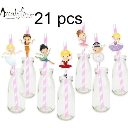 Ballerina Birthday Party Supplies Ballet Favor Bags Bottle Labels Boxes Paper Cups Invitations Cake Topper Straws Party supplies
