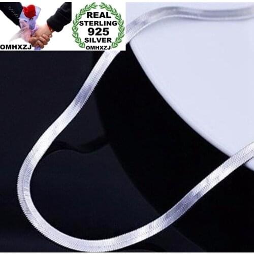 OMHXZJ Wholesale Personality Fashion Unisex Party Wedding Gift White Gold Blade Chain 925 Sterling Silver Chain Necklace NC165
