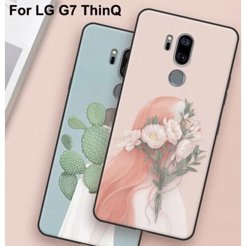 Full Cover For LG G7 Thin Q Case For LG G7 ThinQ G710 girl flower painted soft TPU Shell For LG G7 G 7 case G7ThinQ phone cases