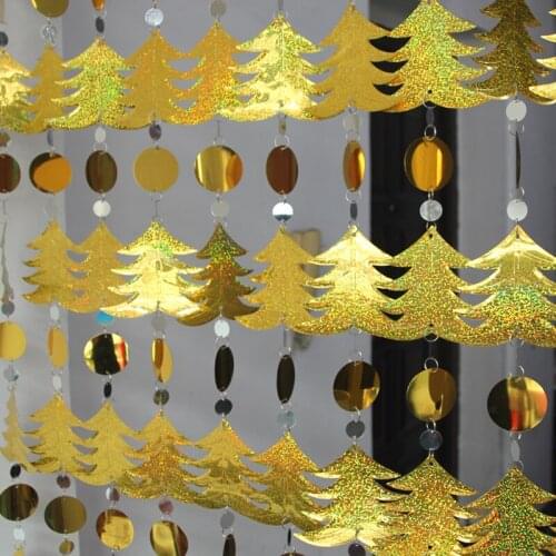DIY festival party background decoration supplies golden Christmas tree snowflake sequin curtains Christmas interior ornaments