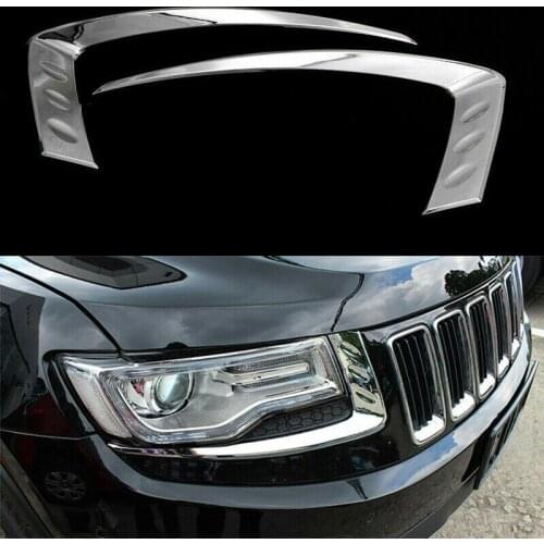 For Jeep Grand Cherokee 2014-2016 Chrome Front Head Light Lamp Eyelid Cover Trim Car modification Auto parts