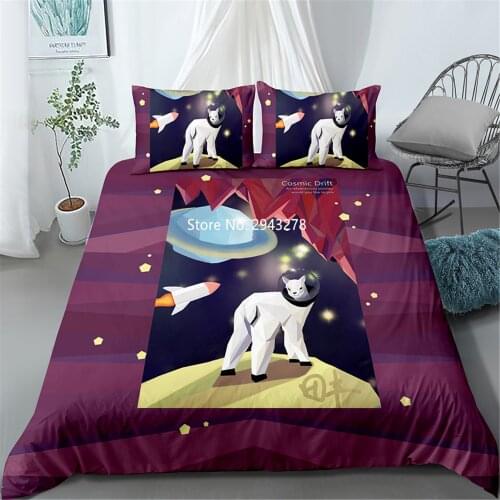 Home Textile Universe Drift Pattern Cute Cartoon Duvet Bed Cover Pillowcase Bedding Set Children Adult Bedroom Decoration