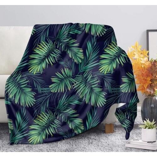 DARMIAN Tropical Palmtree Pattern Hawaii Style Bedroom Decor Flannel Blanket Plush Thin Quilt for Sofa Couch Warm Soft Blankets