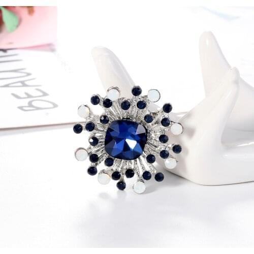 Geometric Blue Rhinestones Brooches for Women Enamel Brooch Pins Jewelry Accessories