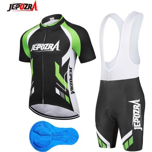 Jepozra Mens Cycling Jersey Set Bike Clothes Mountain Bike Shirts Short Sleeves Bicycle Shorts Padded Outfit MTB