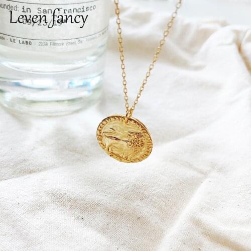 Classical Medal Lion Pendant 925 Sterling Silver Leo Disc 12 Constellations Zodiac Signs Necklace for Women and Girls